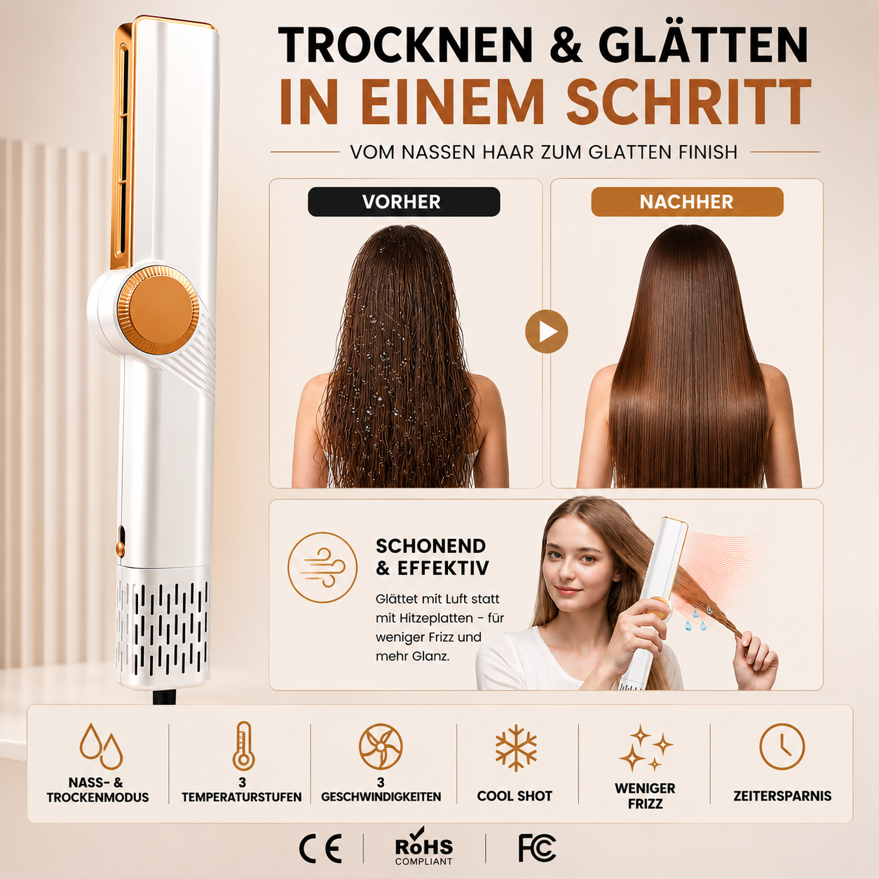 InnovationGut Air Straightener Pro™  2-in-1 Luftglätter mit Föhnfunktion